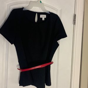 Elle size X large peplum black top with belt